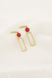 Oorbellen met glassteen - roze rood/goud | Zusss 