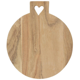 17061-00 | Cutting board round w/heart hole - acacia wood | Ib Laursen 