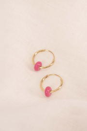 Oorringen met rondje - fel roze/goud | Zusss