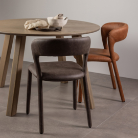 801419-G | Noble eetkamerstoel lederlook - Antraciet | WOOOD