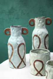 724961 | Freiah vase with motive L - cream/brown | PTMD