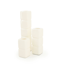 240002 | Candleholders Cube (set of 3) - beige | By-Boo 