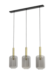 2946184 | Hanglamp 3L 100x22x32 cm LEKAR antiek brons+smoke glas | Light & Living - alleen afhalen