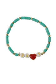 Kralen armband met tekst love  - turquoise | Zusss