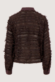 Feather blouse met lange mouw - donkerbruin | Zusss
