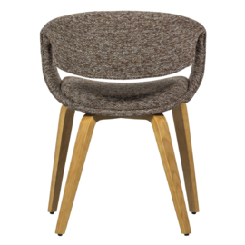 377505-BN | Yossi eetkamerstoel - bruin met houten poot naturel | WOOOD