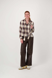 Ruit blouse met strik - kit/caramel | Zusss