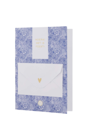 Wenskaart met cadeau-envelopje hoera - kobaltblauw | Zusss 