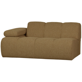 377454/5-GM | Mojo 1,5-zits element met arm (links of rechts) - bouclé geel/bruin melange | WOOOD