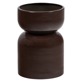 377816-P | Toval plantenpot laag - metaal hoogglans paars/bruin | WOOOD