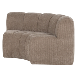 377902- D | Mojo eetbank half ronde hoek met rugleuning - rib donkerzand | WOOOD
