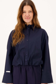Ballon blouse met lange mouw - donkerblauw | Zusss 