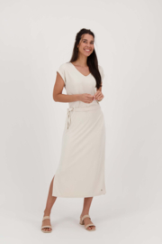 Basic jurk met strikdetail - zand  | Zusss