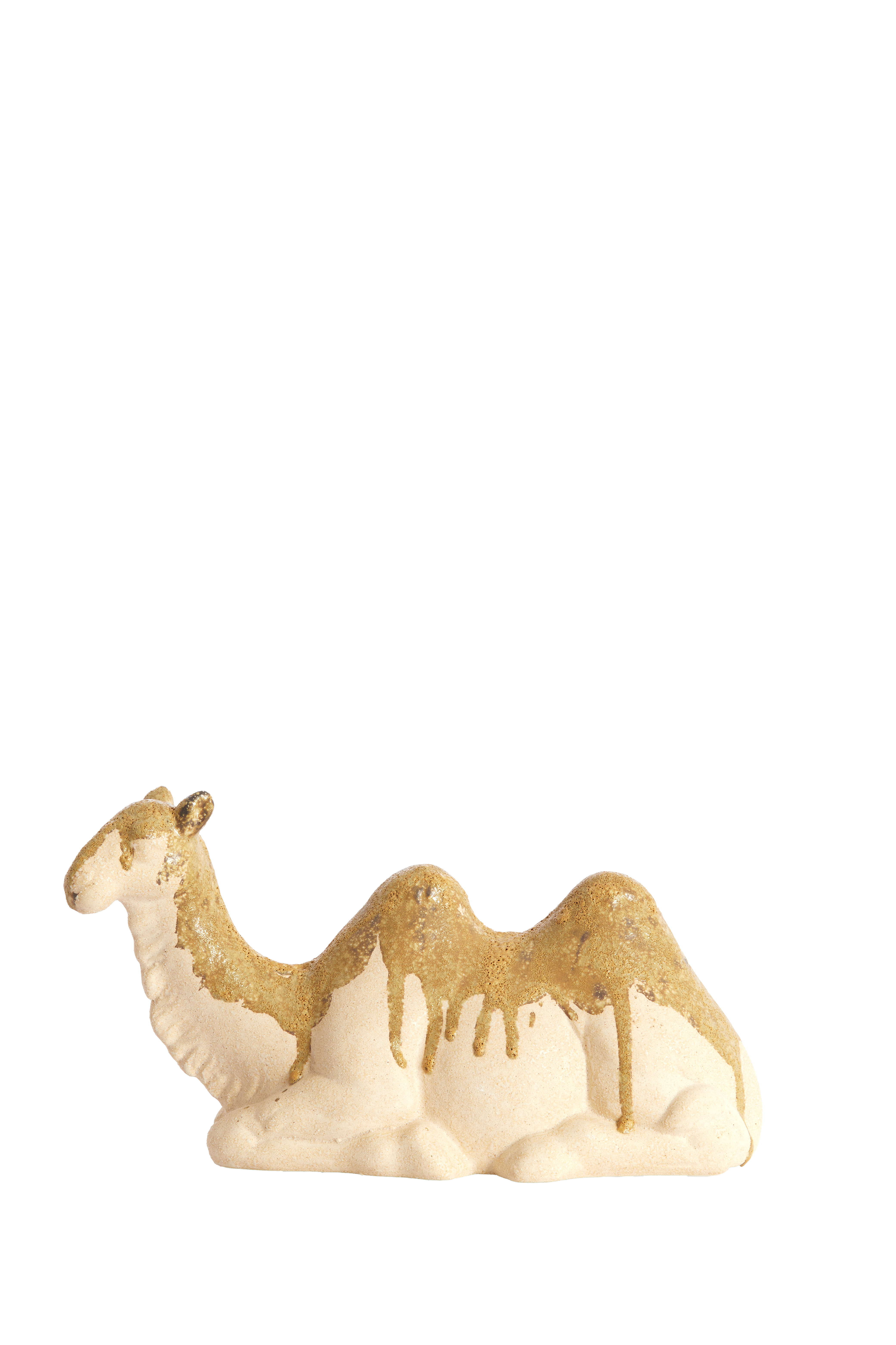 7491313 | Ornament 26x10x15 cm CAMEL - crème/olijfgroen | Light & Living