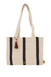 Katoenen tas met streep - ecru/donkerblauw | Zusss 