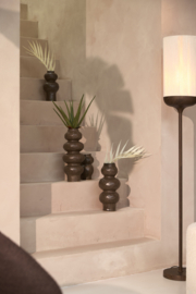 5719864 | Vaas deco Ø15,5x37,5 cm ROGANO - donkebruin | Light & Living