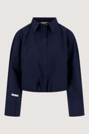 Ballon blouse met lange mouw - donkerblauw | Zusss 
