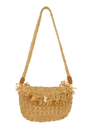 Rafia schoudertas met fringe - sahara | Zusss