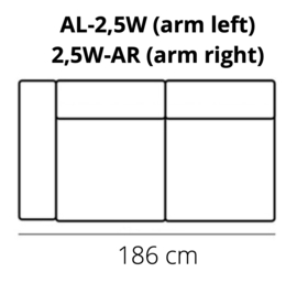 2,5 zits met 1 arm 186cm Stratos - Sterling - Silver - Sullivan | Het Anker