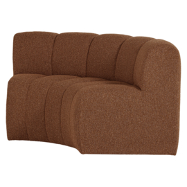 377902- RM | Mojo eetbank half ronde hoek met rugleuning - boucle roestbruin | WOOOD