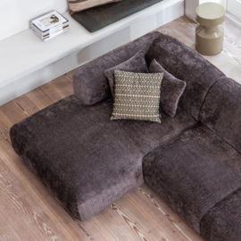 375072-W | Cloud chaise longue links - geweven chenille warm bruin | WOOOD
