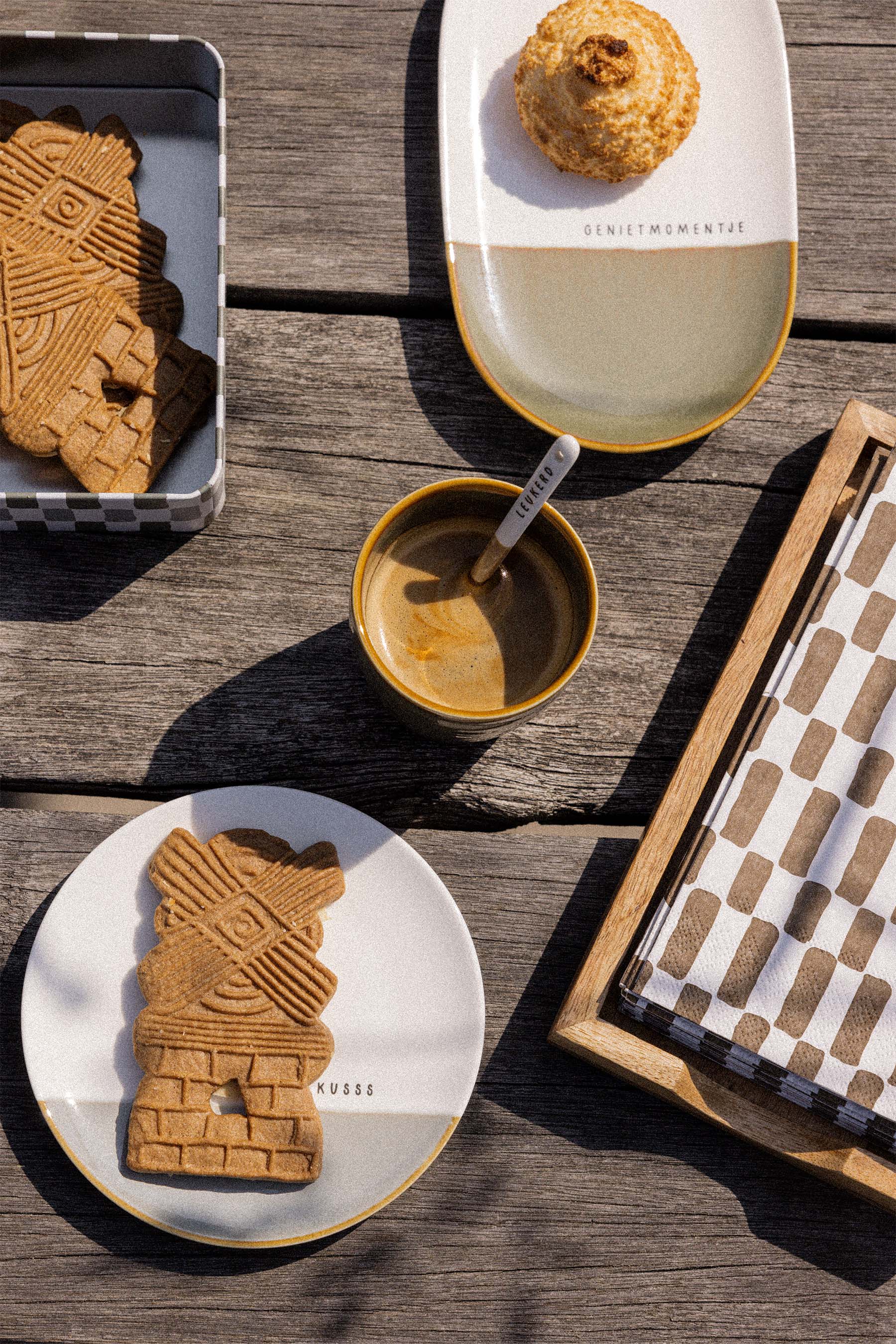 Servetten enjoy 11x20cm - wit/bruin | Zusss