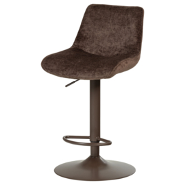 377486-D | Marten in hoogte verstelbare barstoel - chenille donkerbruin | WOOOD