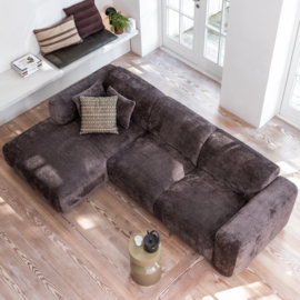 375072-W | Cloud chaise longue links - geweven chenille warm bruin | WOOOD