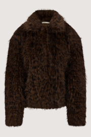 Imitatie bontjasje met luipaard print - Donkerbruin | Zusss 