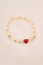 Kralen armband met tekst love  - off white | Zusss