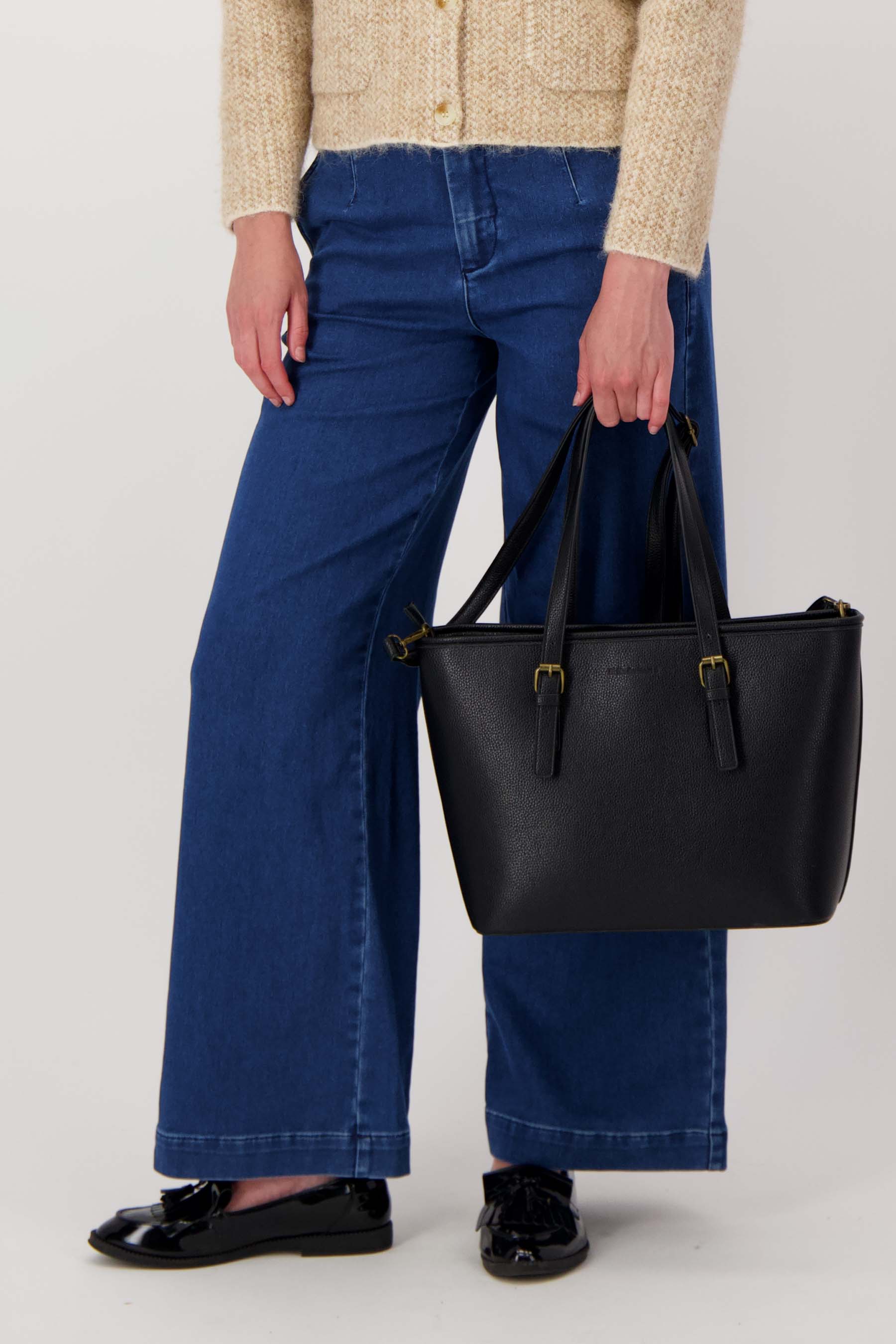 Shopper met rits - zwart | Zusss