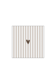 Servetten leukerd hartje streep 12,5x12,5cm - wit/zand | Zusss