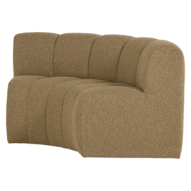 377902- GM | Mojo eetbank half ronde hoek met rugleuning - boucle geelbruin | WOOOD