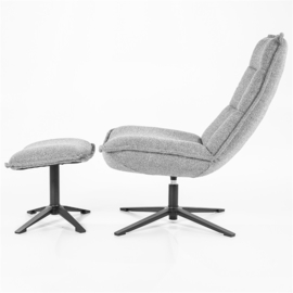  95592 | Fauteuil Marcus met voetenbank - lichtgrijs baquer | Eleonora