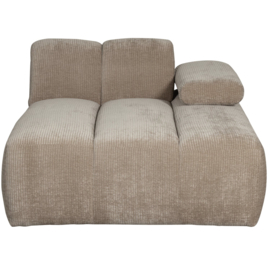 377459/60-D | Mojo chaise longue element (links of rechts) - ribstof donkerzand | WOOOD
