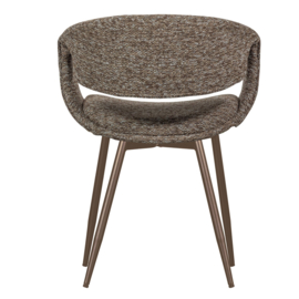 377505-BK | Yossi eetkamerstoel - bruin met metalen poot koper | WOOOD