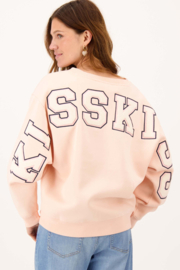  V-hals sweater met tekst - light pink | Zusss