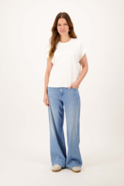  T-shirt met opgerolde mouw en print - off white | Zusss
