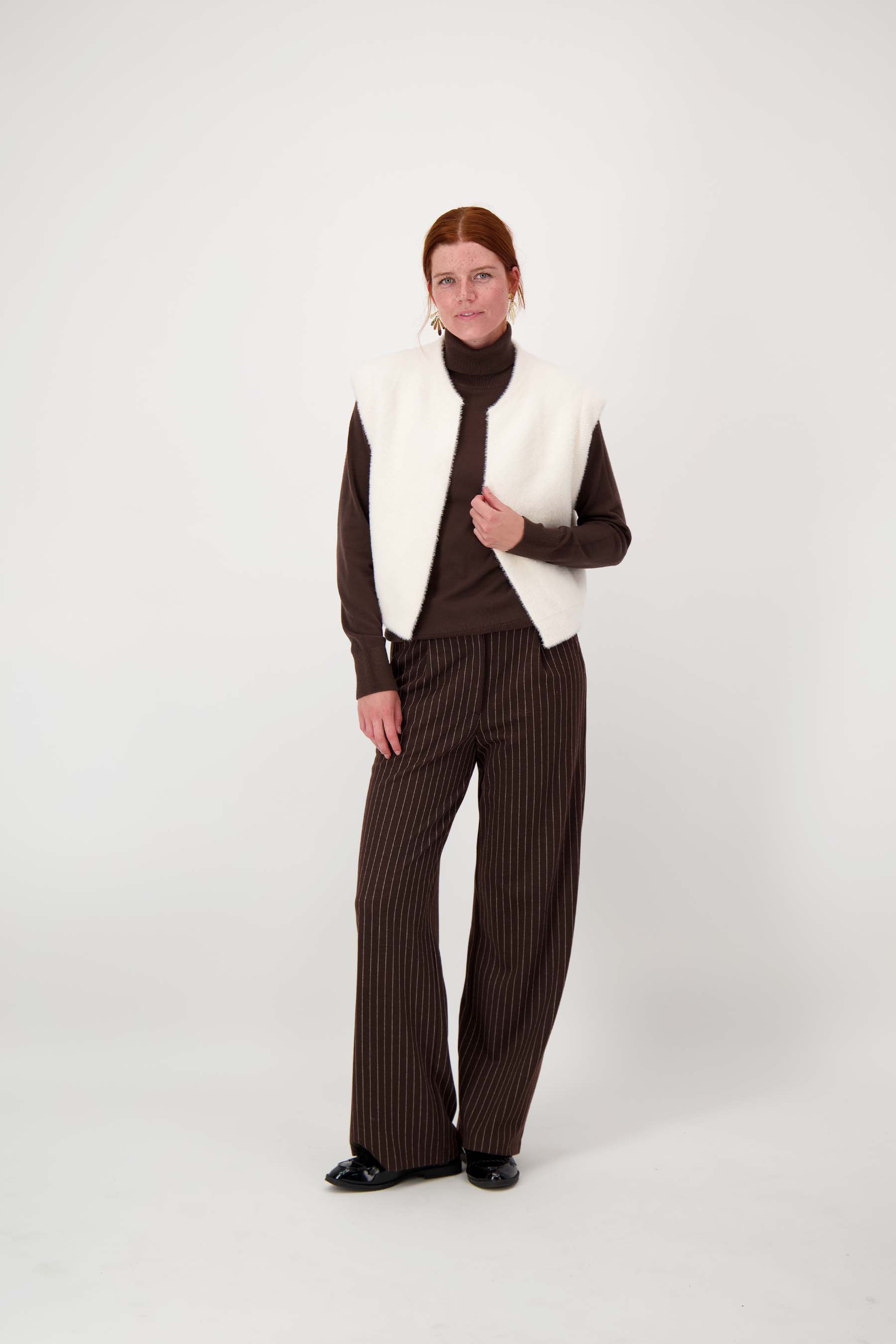 Krijtstreep broek - chocoladebruin | Zusss