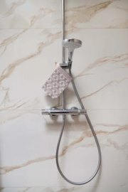 Set van twee washandjes mozaïek - off white/leem | Zusss