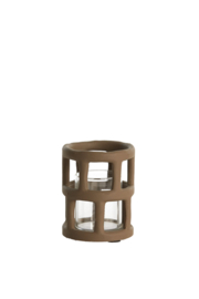 7783383 | Theelicht Ø8,5x10 cm ALIMOS - donkerbruin | Light & Living