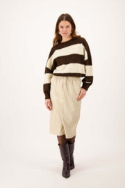 Trui met brede streep - dark choco/grey oyster | Zusss