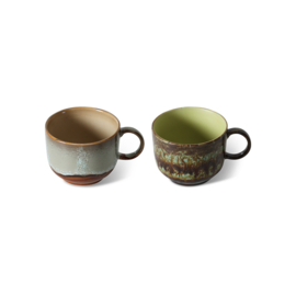 KST0072 | 70s ceramics: tea cups, odyssey (set of 2) | HKliving