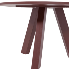 375419-BR | Rhonda eettafel ø129 cm - eiken bordeauxrood [fsc] | WOOOD