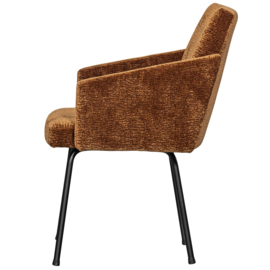 801139-MB | Mount eetkamerstoel met armleuning - 3D Chenille middenbruin | WOOOD