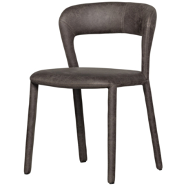 801419-G | Noble eetkamerstoel lederlook - Antraciet | WOOOD