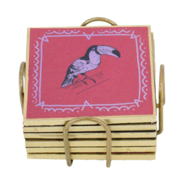 OZ3308 | Set van 6 onderzetters met rekje - animals | HomeBound by KY - Wordt verwacht!