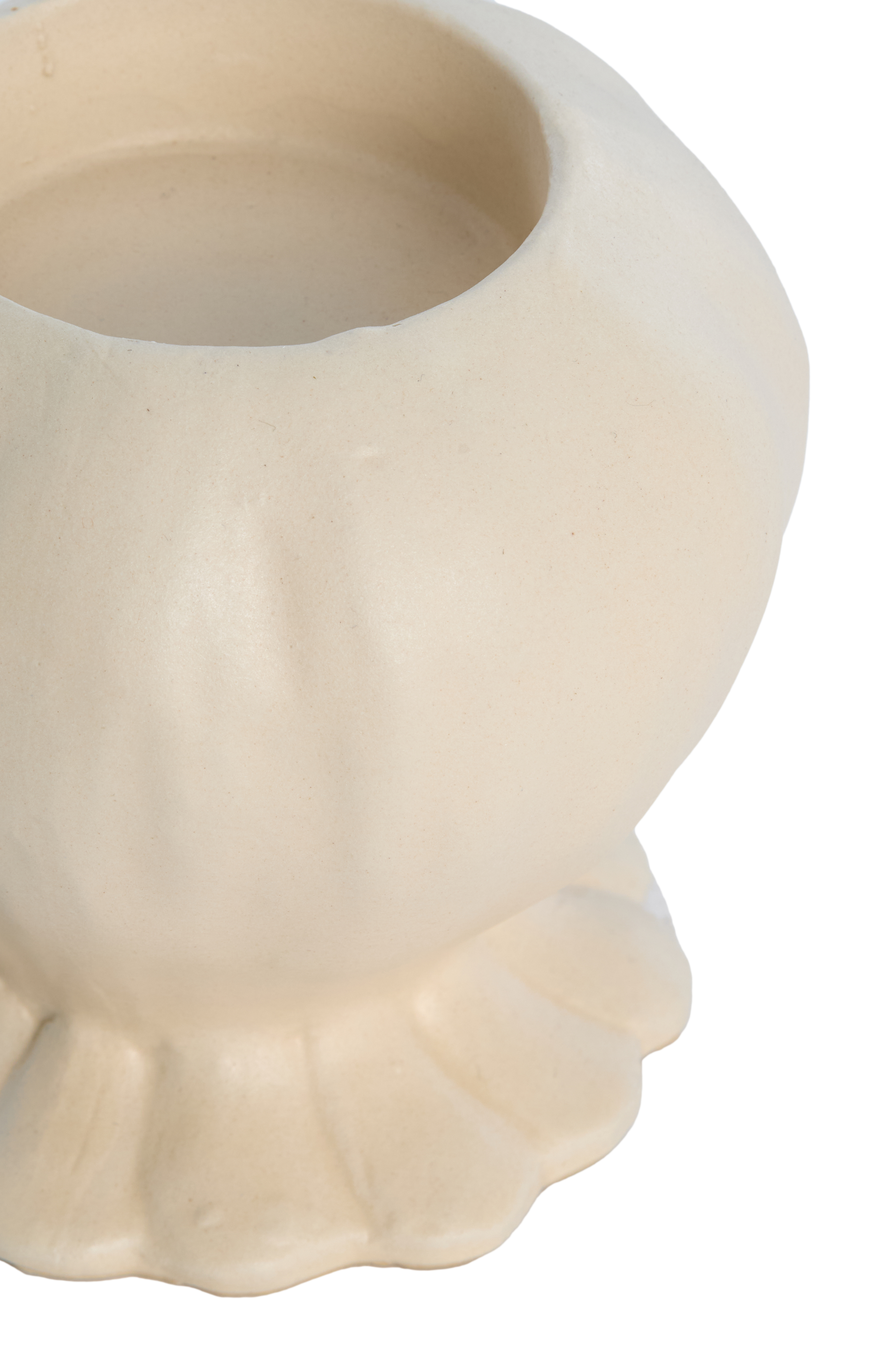 6077143 | Kaarsenhouder Ø14x12,5 cm REWA - keramiek crème | Light & Living