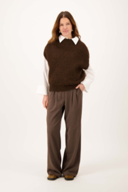 Grove mouwloze kol trui - dark choco | Zusss