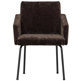 801139-DB | Mount eetkamerstoel met armleuning - 3D Chenille donkerbruin | WOOOD